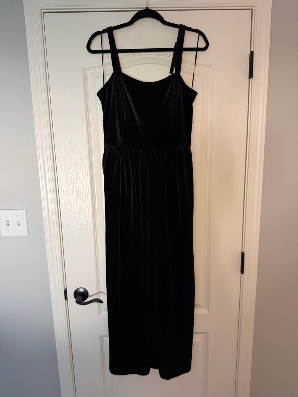 Old Navy Black Velvet Maxi jumpsuit with Straps